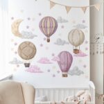 Naklejki na ścianę dla dzieci Balony Chmurki Róż - obrazek 2