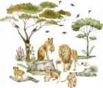 Naklejki na ścianę dla dzieci Safari Lew Zwierzęta