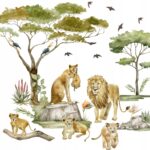 Naklejki na ścianę dla dzieci Safari Lew Zwierzęta