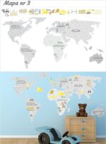 Naklejka kolorowa mapa świata dla dzieci - obrazek 6