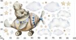 Naklejki na ścianę dla dzieci Niedźwiedź Miś w Samolocie Chmurki Gwiazdki - obrazek 4