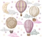 Naklejki na ścianę dla dzieci Balony Chmurki Róż