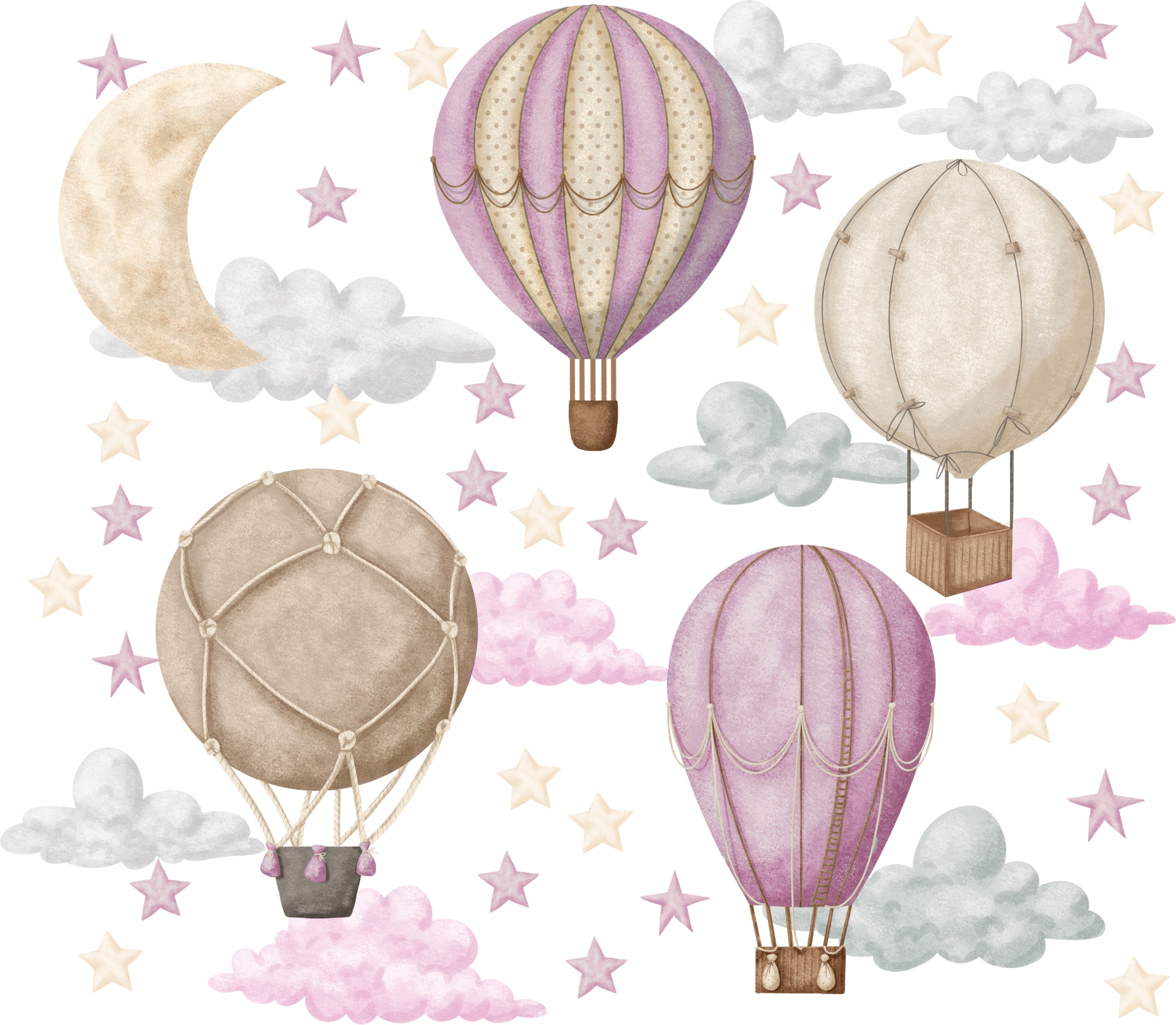 1adc1eea4de4b6f58618ba027066 Naklejki na ścianę dla dzieci Balony Chmurki Róż - obrazek 1