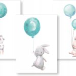 Zestaw 3 plakaty dziecięce P2 Króliczki Balony