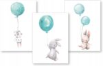 Zestaw 3 plakaty dziecięce P2 Króliczki Balony