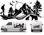 Naklejka na Samochód Kamper Bus Przyczepę Kempingową Góry Trekking