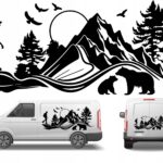 Naklejka na Samochód Kamper Bus Przyczepę Kempingową Góry Trekking