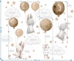 Naklejki dla dzieci na ścianę Króliczki balony Beż - obrazek 3