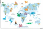Naklejka Mapa Świata 7 Dinozaury dla dzieci - obrazek 2