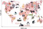 Naklejka Mapa Świata 5 zwierzęta dla dzieci - obrazek 2