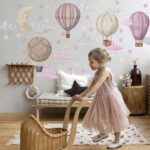 Naklejki na ścianę dla dzieci Balony Chmurki Róż - obrazek 6