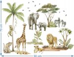 Naklejki na ścianę dla dzieci Zwierzęta Safari Słoń Żyrafa Palmy - obrazek 3