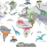 Naklejka Mapa Świata 10 Dinozaury dla dzieci