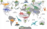Naklejka Mapa Świata 10 Dinozaury dla dzieci