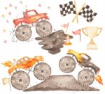 Naklejki dla dzieci na ścianę Auta Monster Truck