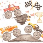Naklejki dla dzieci na ścianę Auta Monster Truck