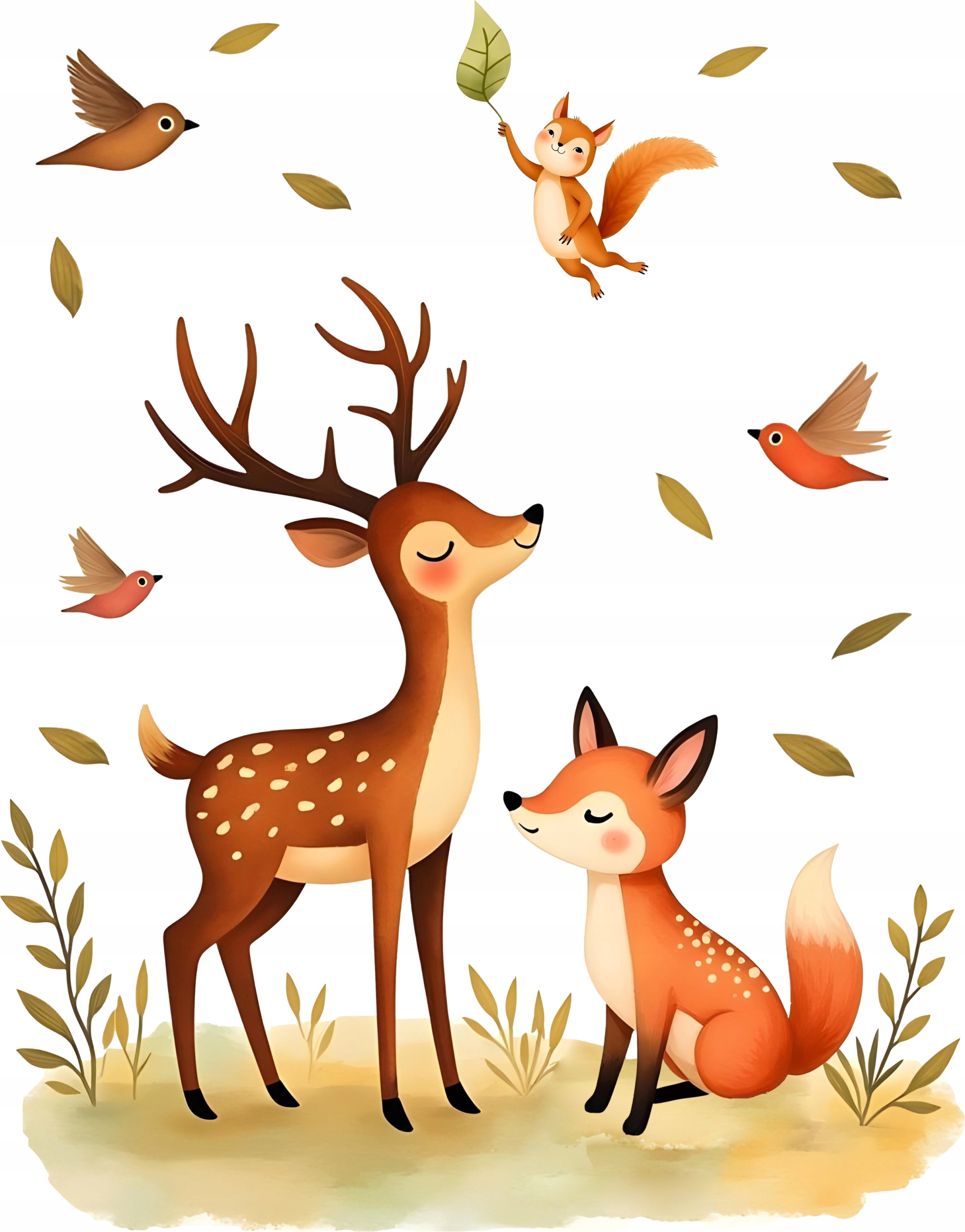 971f1ed640a1b52b87755d338dc2 Naklejki na ścianę dla dzieci Zwierzęta Leśne Urocze Jelonek Lisek - obrazek 1