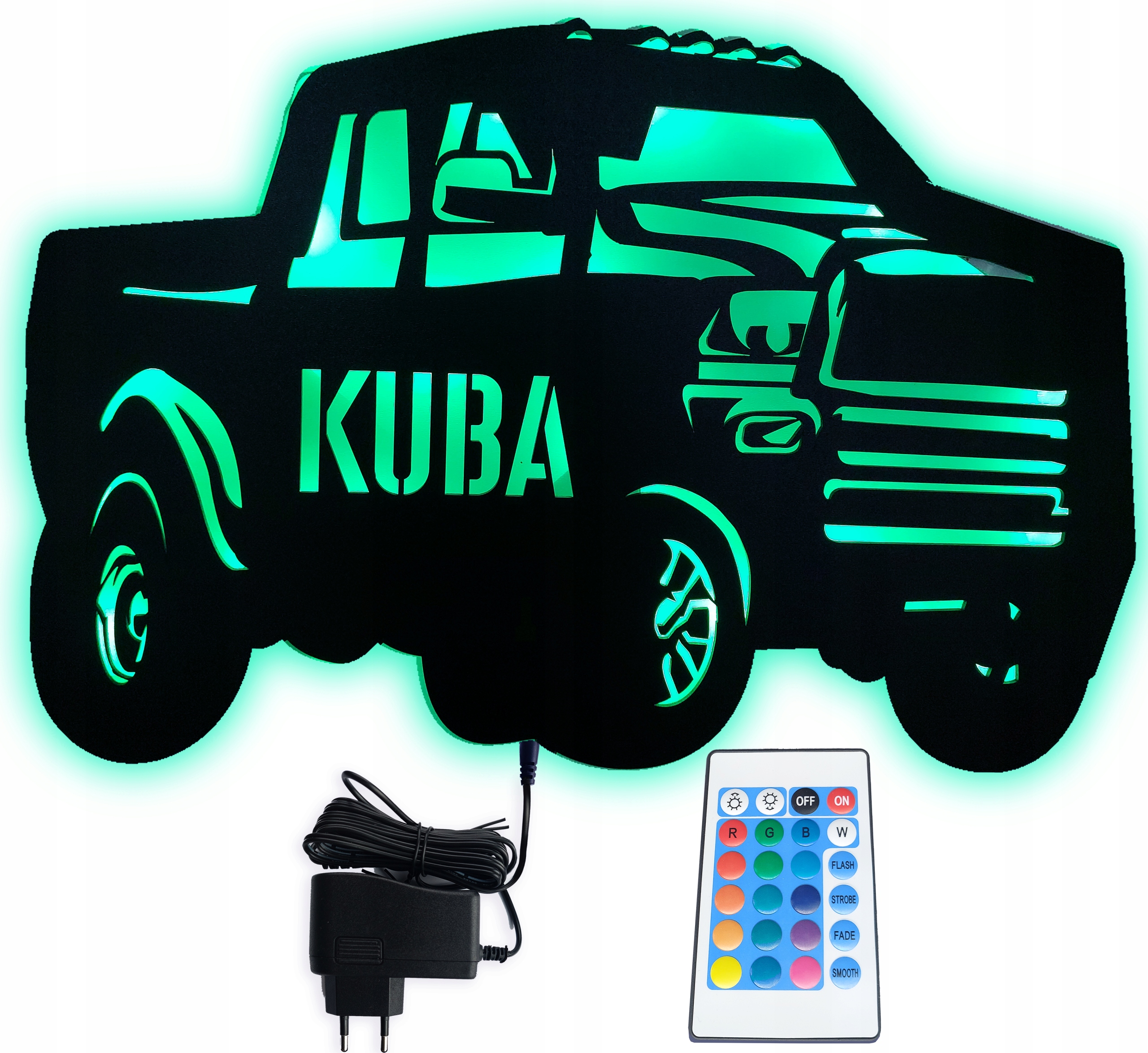 97df92984f66afd06bd4ee993afe Lampka nocna Samochód Terenowy SUV Z Imieniem LED RGB pilot - obrazek 1