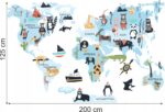 Naklejka Mapa Świata 6 zwierzęta dla dzieci - obrazek 2