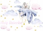 Naklejki na ścianę dla dziewczynki Sowa Chmurki Gwiazdki z Imieniem Różowe