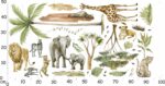Naklejki na ścianę dla dzieci Zwierzęta Safari Słoń Żyrafa Palmy - obrazek 4