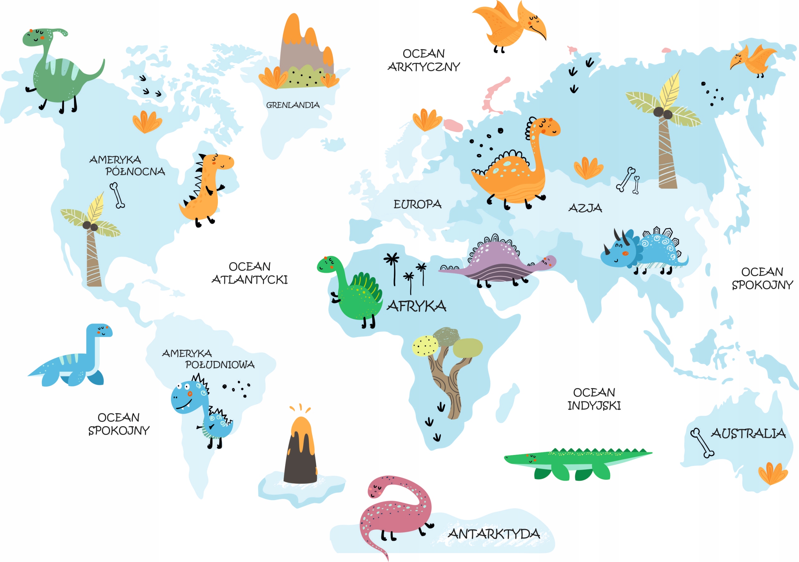ce38ad0f42b09b29733efeddcb27 Naklejka Mapa Świata 7 Dinozaury dla dzieci - obrazek 1