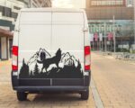 Naklejka na Samochód Kamper Bus Przyczepę Kempingową Wilk Góry Las - obrazek 4
