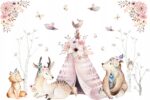 Naklejki na ścianę dla dzieci Las Zwierzątka Boho
