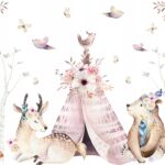 Naklejki na ścianę dla dzieci Las Zwierzątka Boho