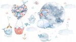 Naklejki ścienne dla dzieci Wieloryby D154