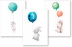 Zestaw 3 plakaty dziecięce P1 Króliczki Balony