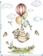 Naklejki na ścianę dla dzieci Zwierzątka Leśne Miś z Balonami Chmurki - obrazek 4
