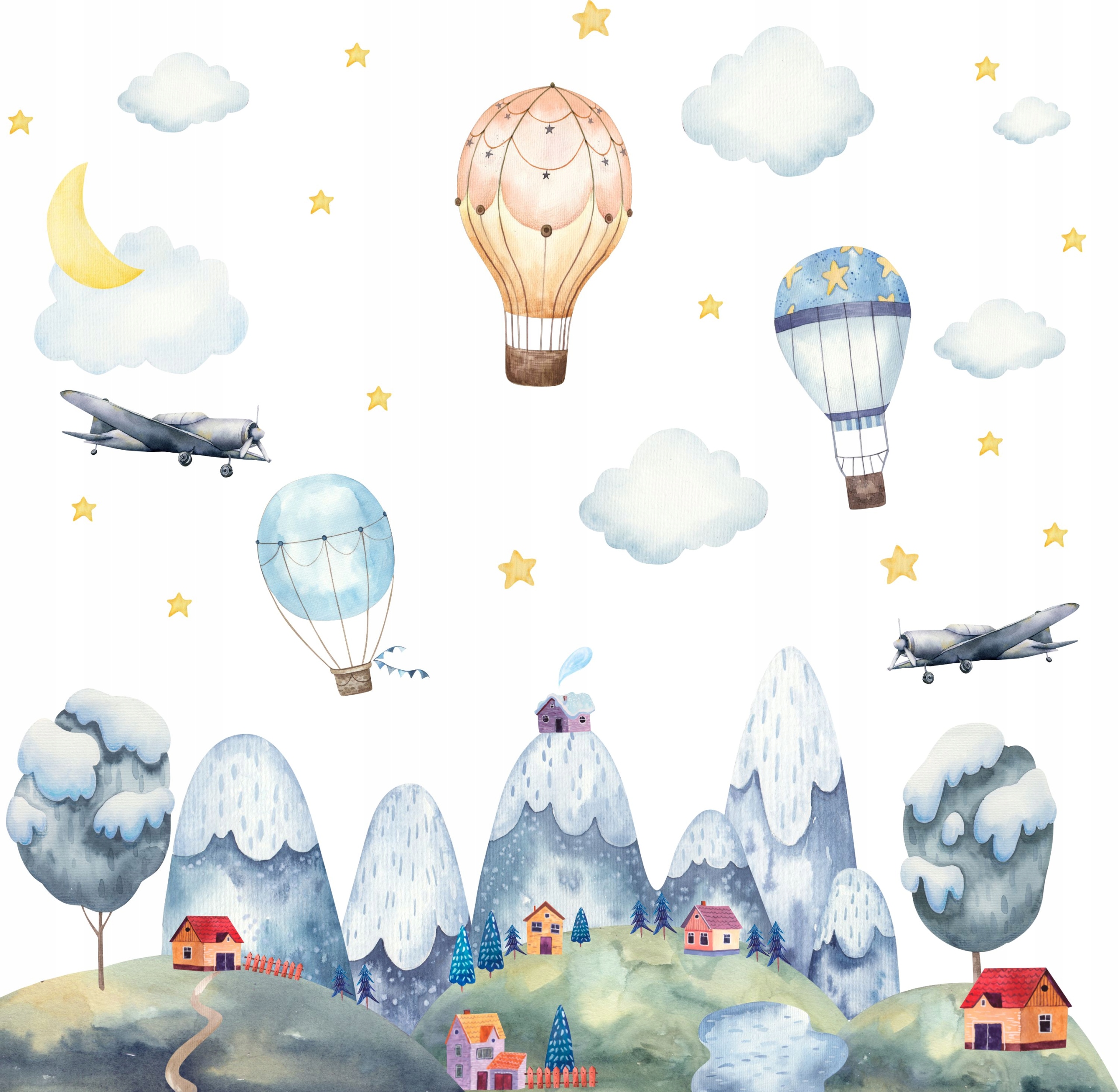 ecfd5c1e40418c04e3771d108cd0 Naklejki ścienne dla dzieci Góry Balony D315 - obrazek 1