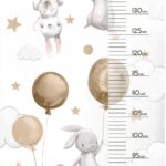 Miarka wzrostu naklejka na ścianę Króliczki Balony