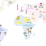 Naklejka kolorowa mapa świata dla dzieci